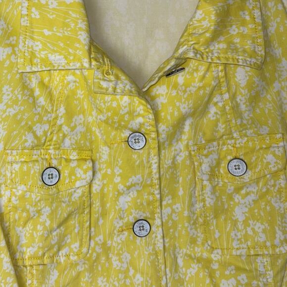 Cabi Jacket Women's Size Small Yellow Daisies Field Jacket #5160 Button Up - Picture 15 of 16